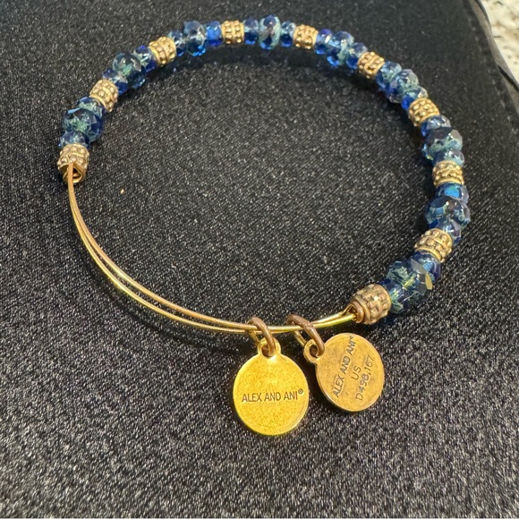 Alex and Ani Jewelry - Alex and Ani Gold Bracelet with Deep Blue Beads